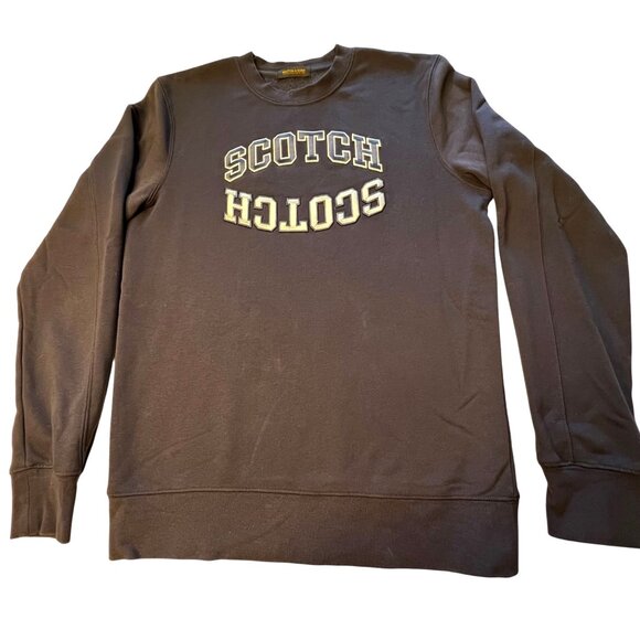 Scotch & Soda Blue Sweatshirt Long Sleeve Cotton Blend Varsity Spell-out Medium - Picture 1 of 14